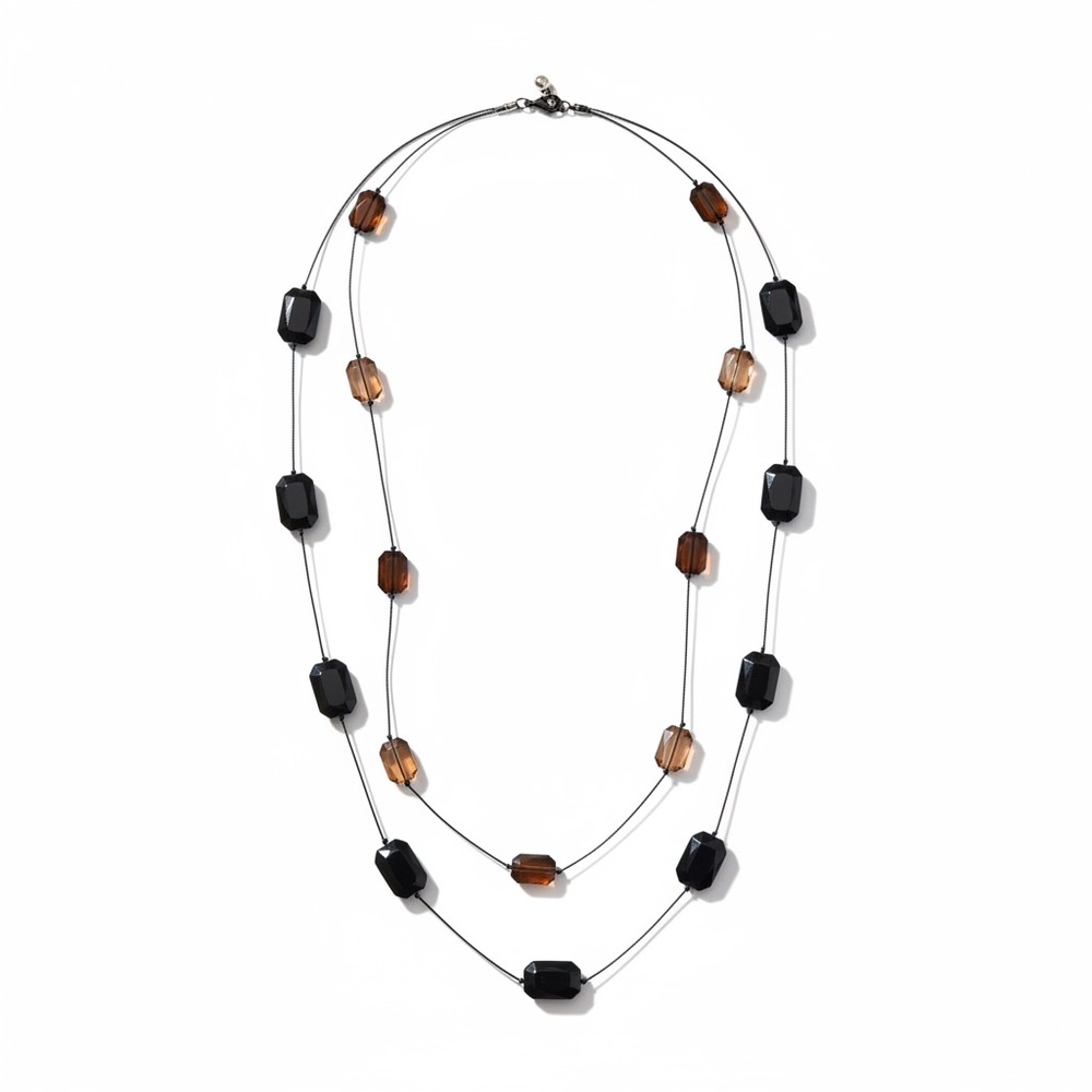 Elegant Black and Brown Beaded Necklace